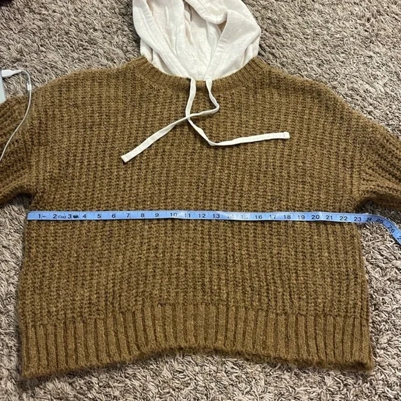 Aerie offline nwt cotton hood brown soft fuzzy sweater Small - Picture 8 of 10